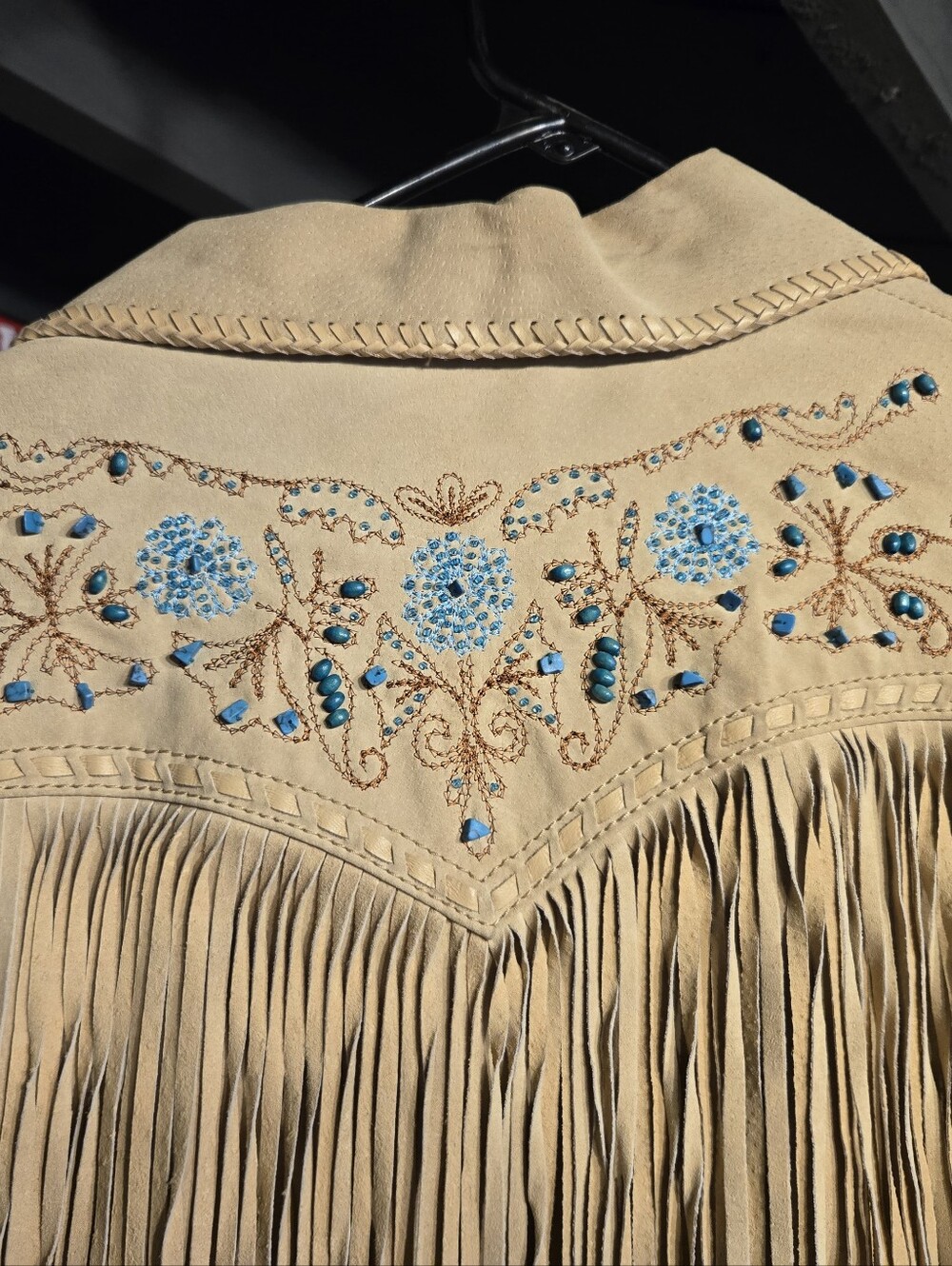 Cream Fringe Jacket with Embroidered Details - Picture 6 of 7